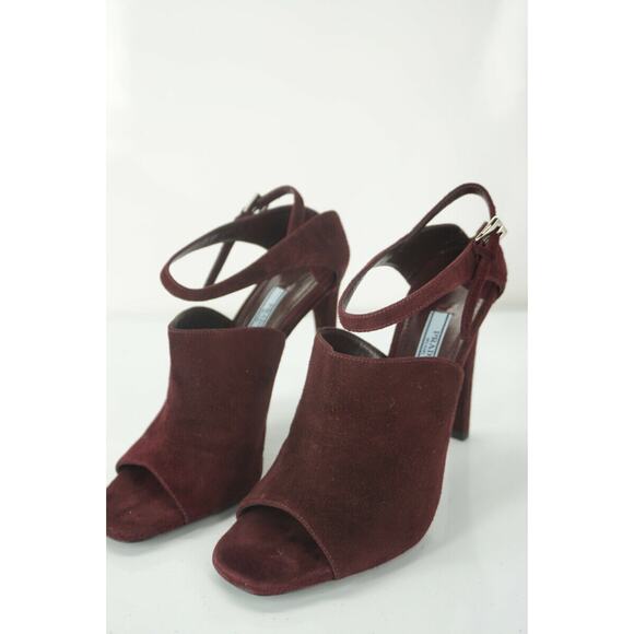 Prada Armarnato Suede Leather Ankle-Strap Slide Sandals - Picture 2 of 10